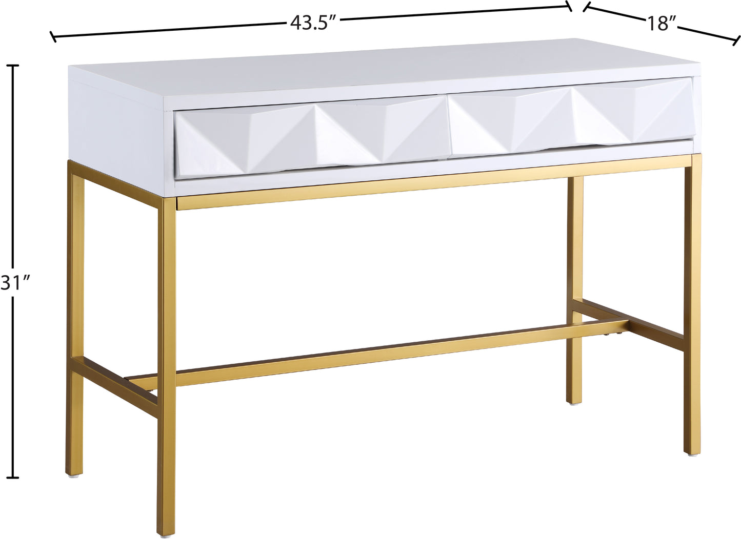 benson white laquer with gold console table t