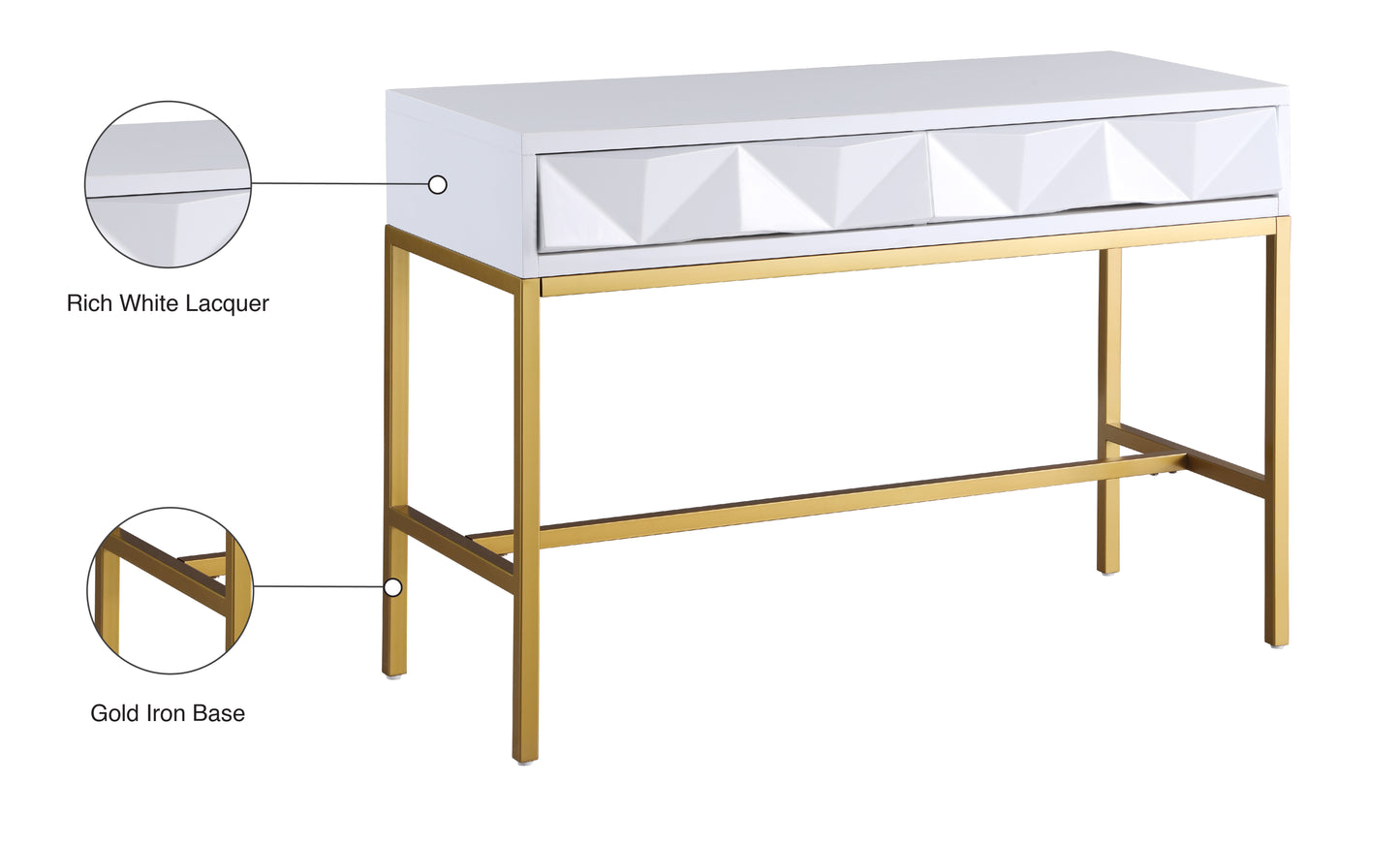 benson white laquer with gold console table t