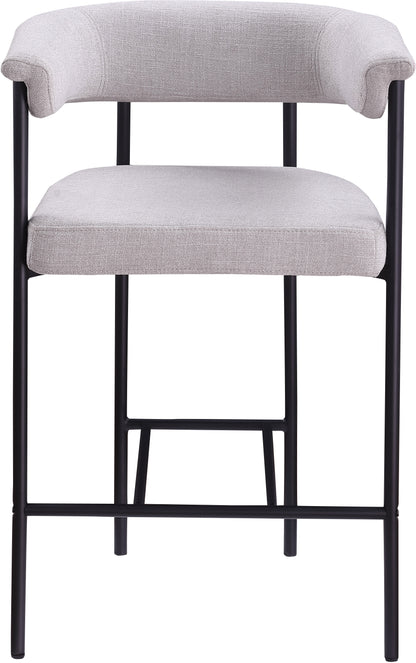 Bellona Grey Linen Textured Fabric Counter Stool