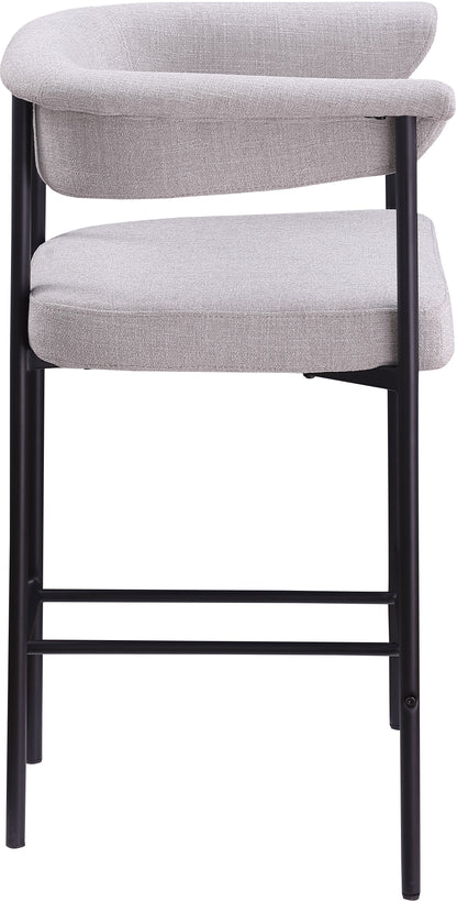 Bellona Grey Linen Textured Fabric Counter Stool