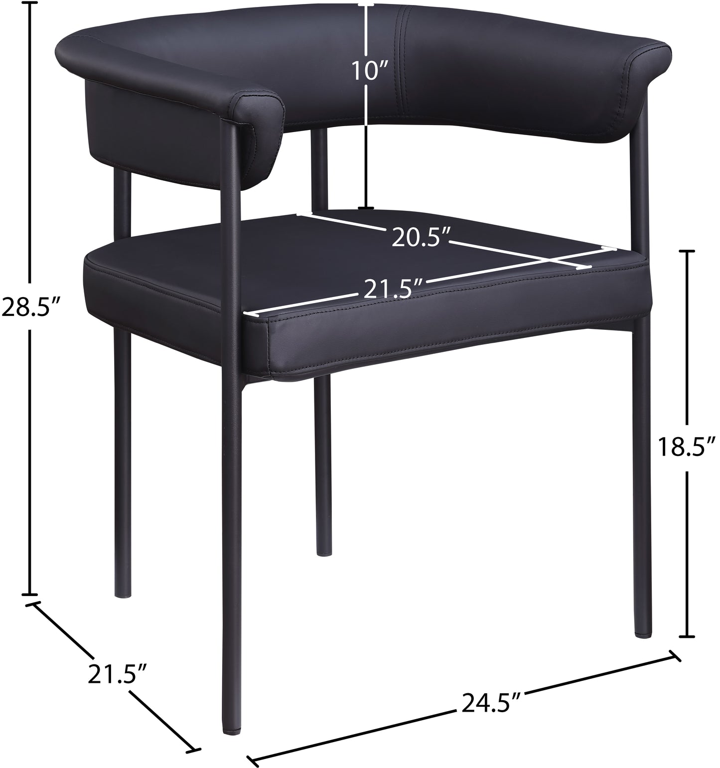 bellona black vegan leather dining chair