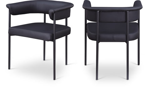 Noelle Black Vegan Leather Upholstered Dining Chair, 2-Piece