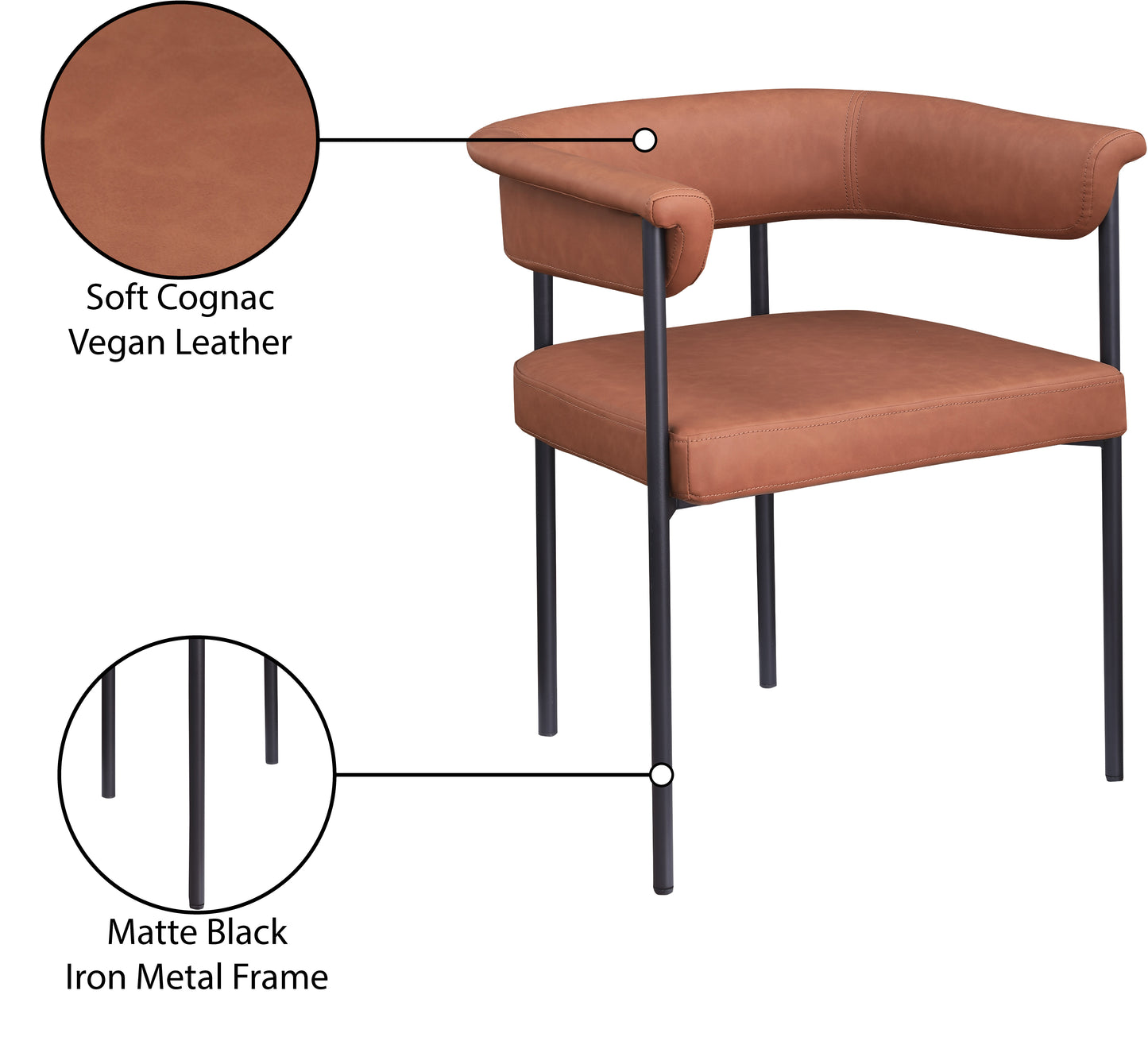 bellona cognac vegan leather dining chair