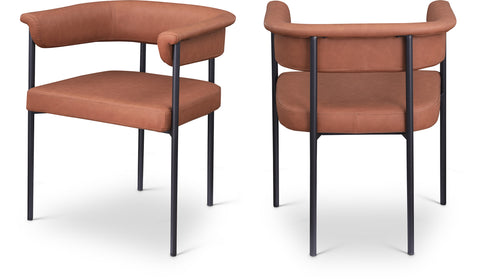 Noelle Cognac Vegan Leather Upholstered Dining Chair, 2-Piece