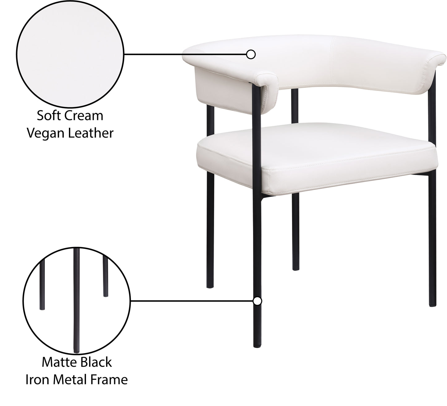 bellona cream vegan leather dining chair