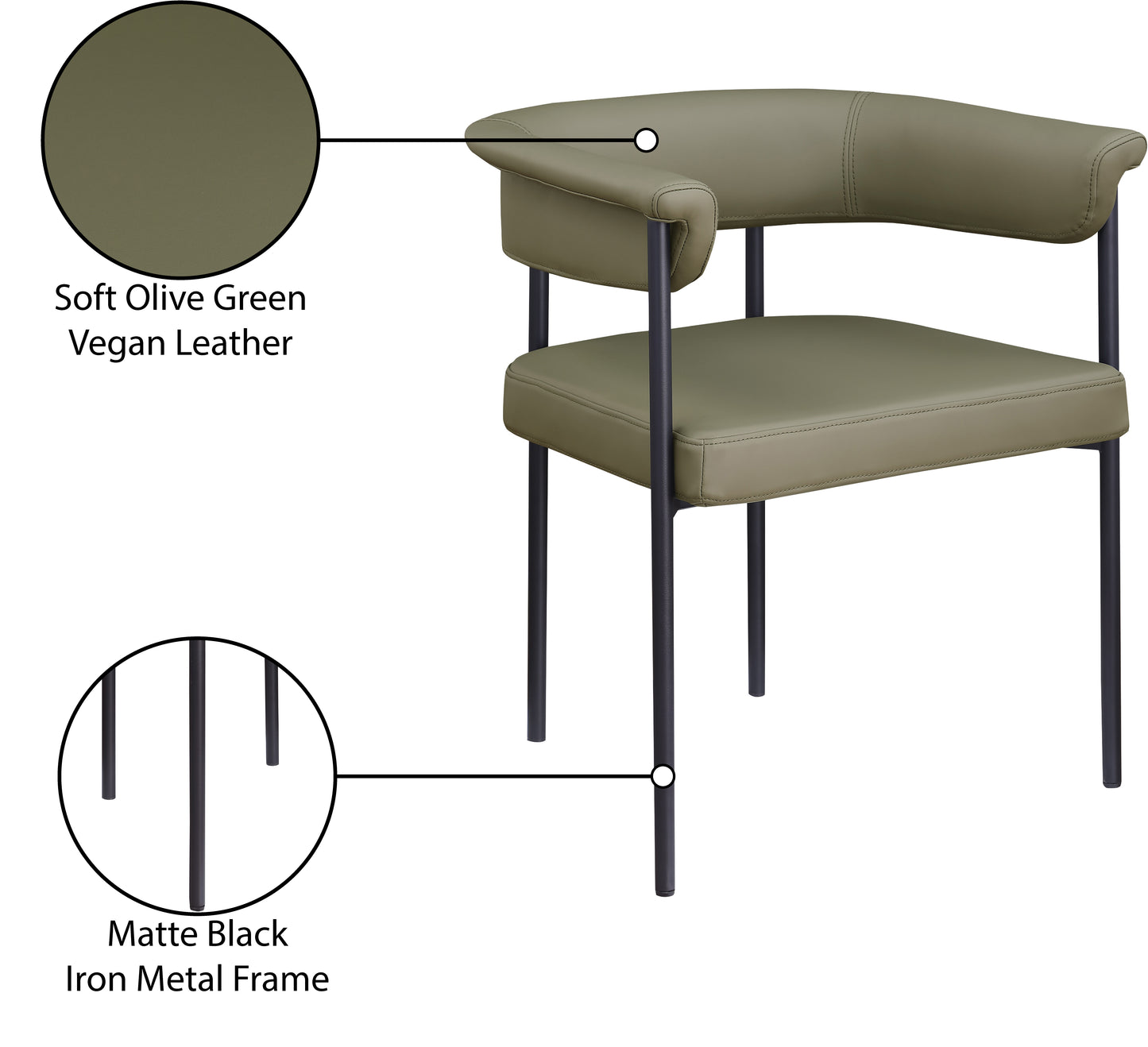 bellona olive vegan leather dining chair