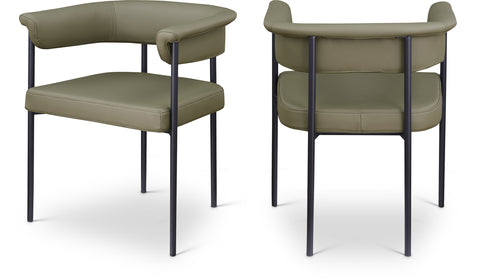 Noelle Olive Vegan Leather Upholstered Dining Chair, 2-Piece