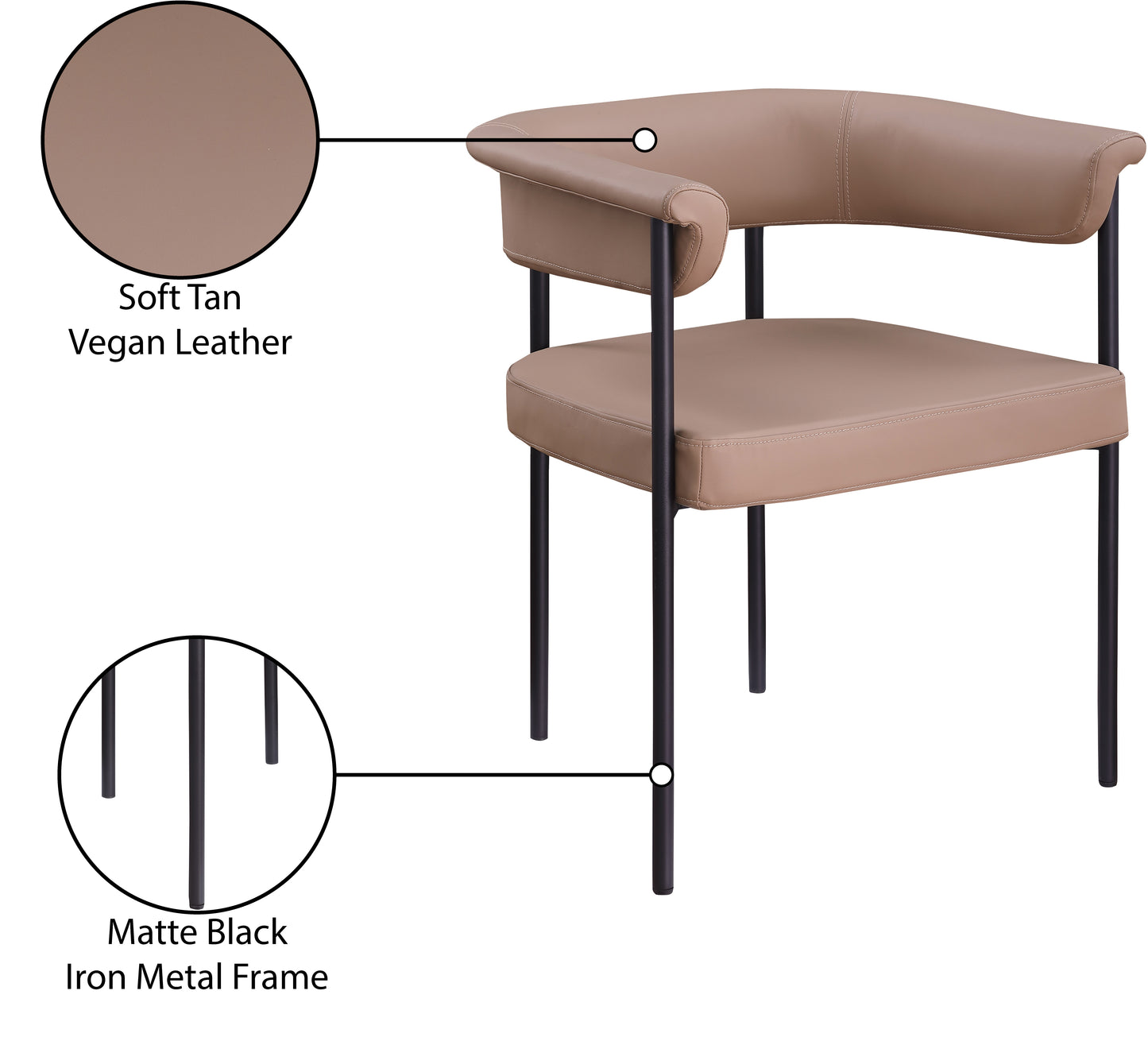 bellona tan vegan leather dining chair