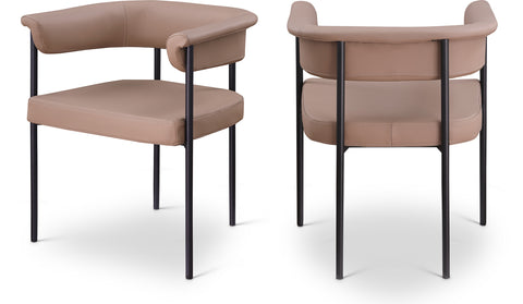 Noelle Tan Vegan Leather Upholstered Dining Chair, 2-Piece