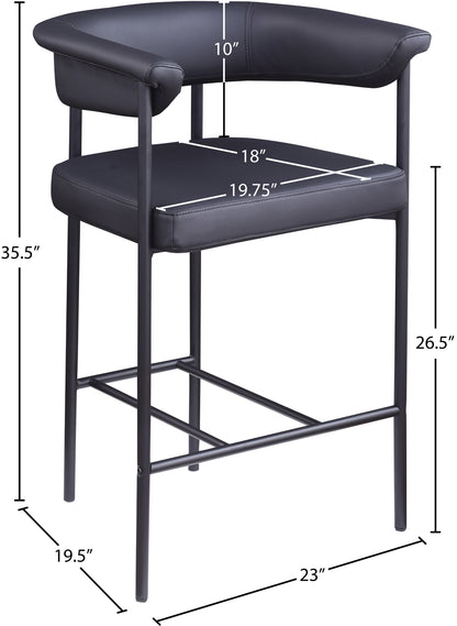 Bellona Black Vegan Leather Counter Stool