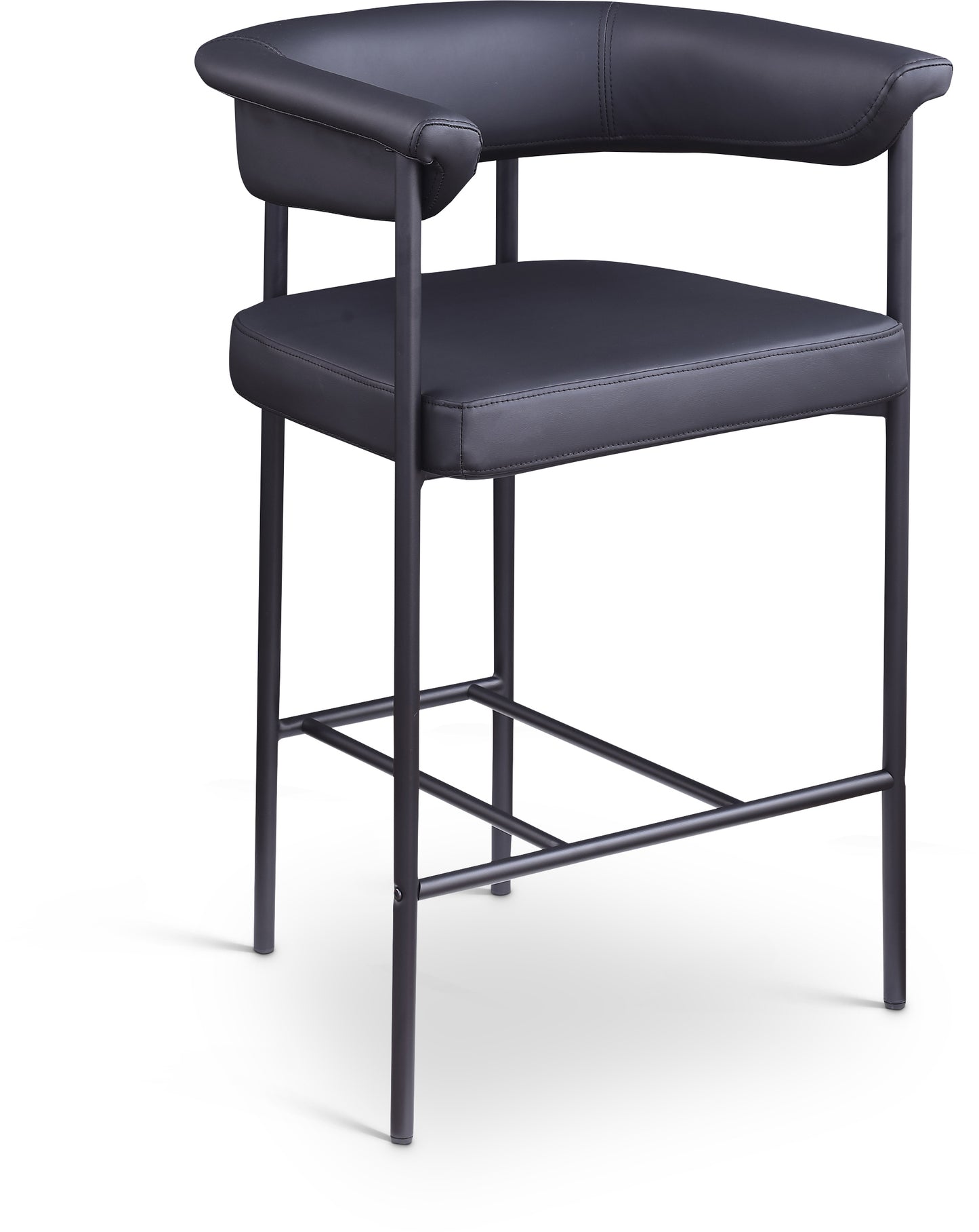 bellona black vegan leather counter stool