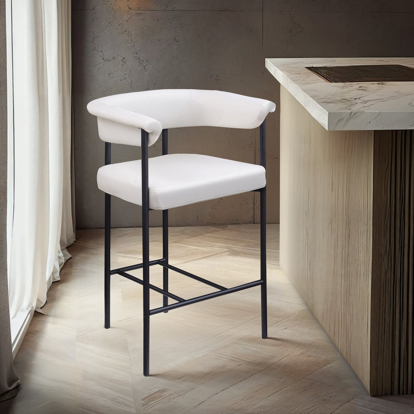 bellona cream vegan leather counter stool