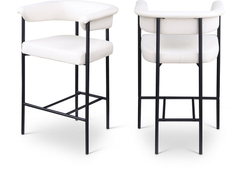 Noelle Cream Vegan Leather Upholstered Counter Stool, 2-Piece