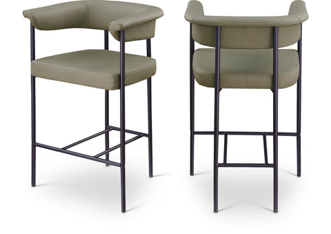 Noelle Olive Vegan Leather Upholstered Counter Stool, 2-Piece