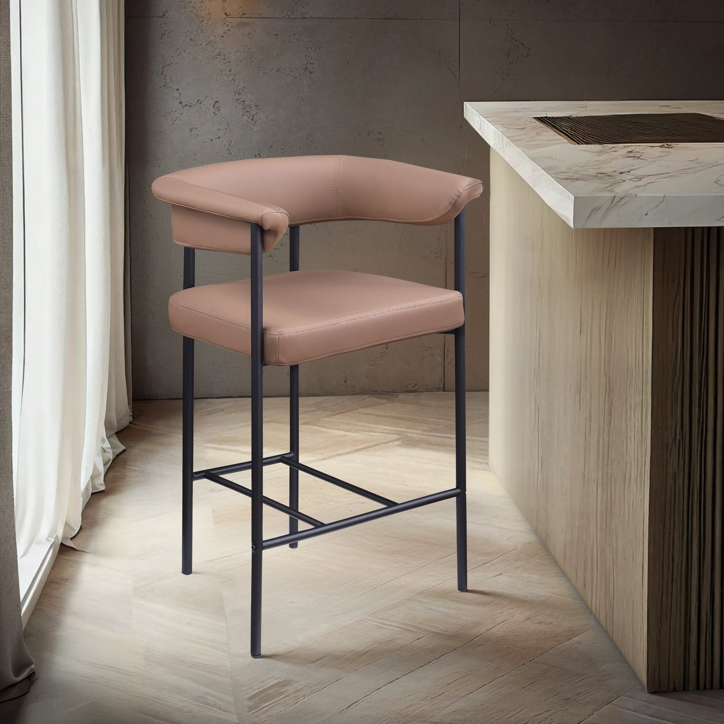 bellona tan vegan leather counter stool