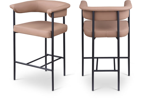 Noelle Tan Vegan Leather Upholstered Counter Stool, 2-Piece