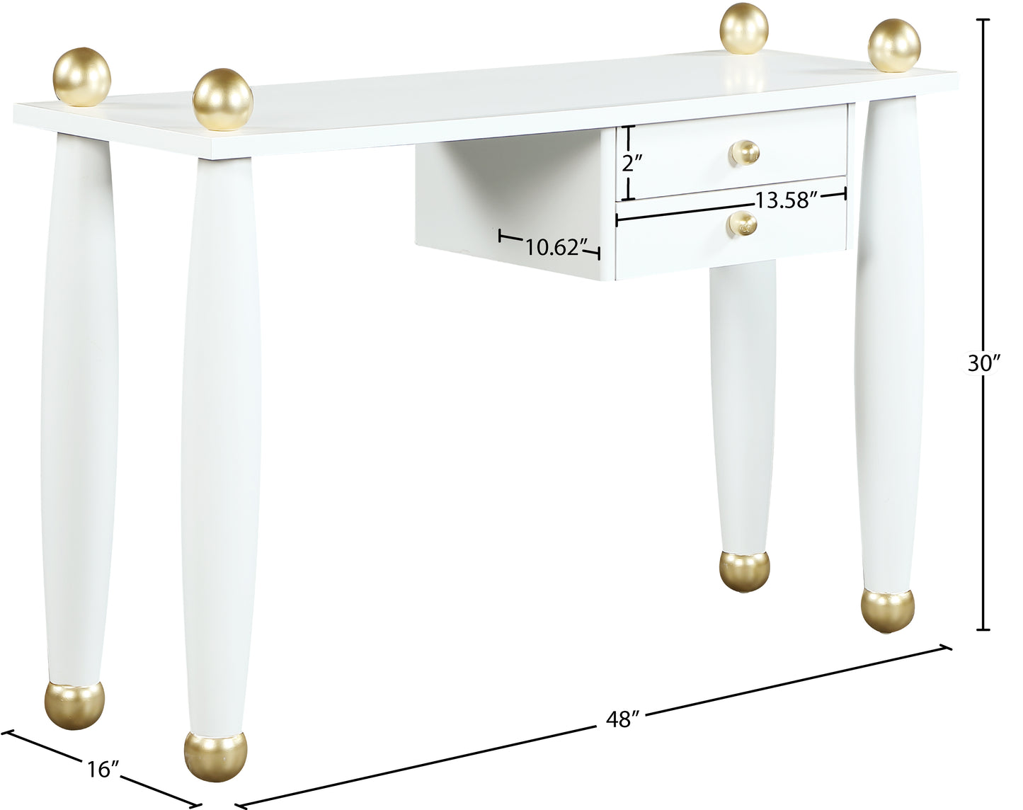 claire white / gold desk/console t