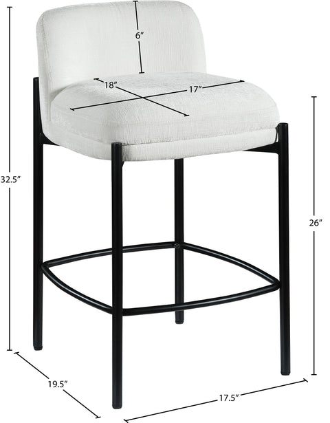 Rhea Cream Chenille Fabric Upholstered Counter Stool, 2-Piece