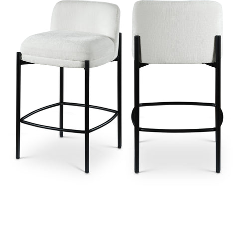 Rhea Cream Chenille Fabric Upholstered Counter Stool, 2-Piece