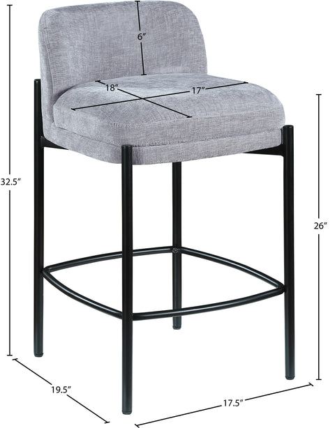 Rhea Grey Chenille Fabric Upholstered Counter Stool, 2-Piece