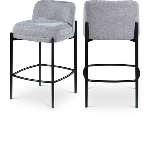 Rhea Grey Chenille Fabric Upholstered Counter Stool, 2-Piece