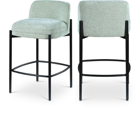 Rhea Mint Chenille Fabric Upholstered Counter Stool, 2-Piece