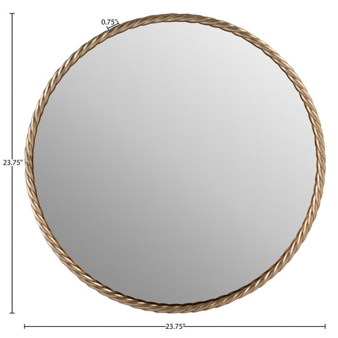Blaire 23.75" Antique Brass Iron Frame Mirror, 1 Piece
