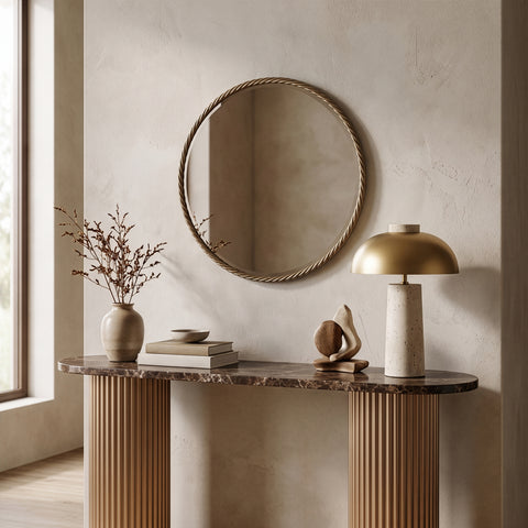 Blaire 23.75" Antique Brass Iron Frame Mirror, 1 Piece