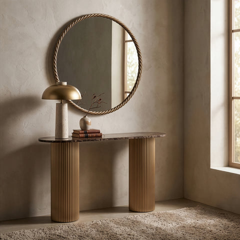 Blaire 36" Antique Brass Iron Frame Mirror, 1 Piece