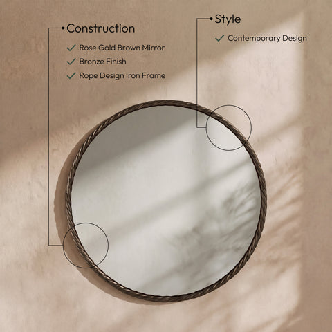 Blaire 23.75" Bronze Iron Frame Mirror, 1 Piece