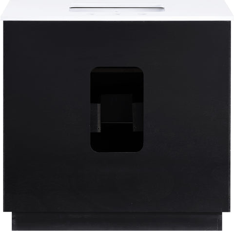 Yara 36" Black Engineered Stone And Solid Wood Bathroom Vanity, 1 Piece