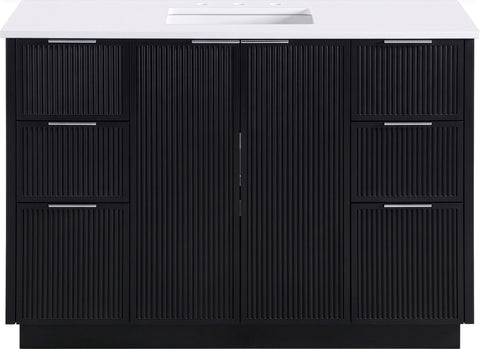 Yara 48" Black Engineered Stone And Solid Wood Bathroom Vanity, 1 Piece