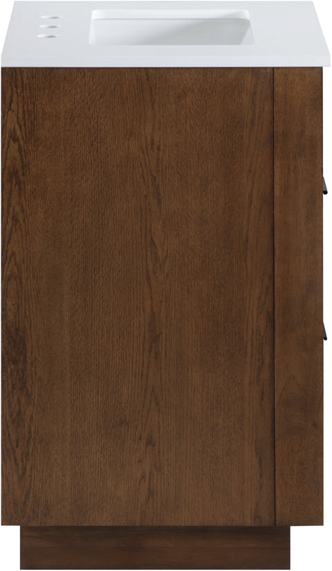 Yara 24" Brown Engineered Stone And Solid Wood Bathroom Vanity, 1 Piece