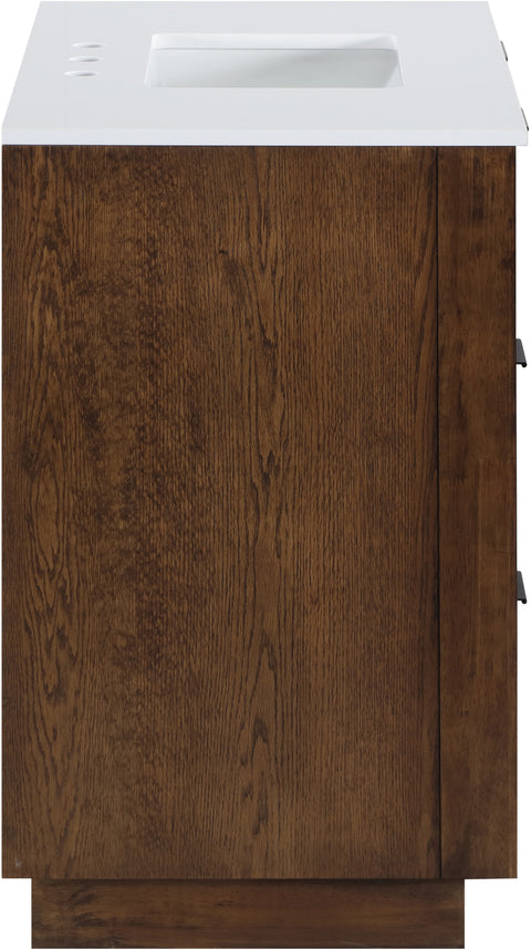 Yara 36" Brown Engineered Stone And Solid Wood Bathroom Vanity, 1 Piece
