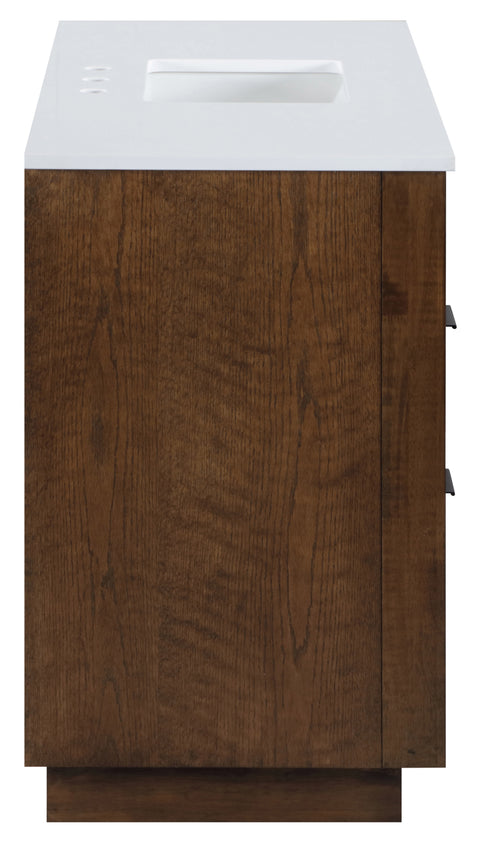 Yara 48" Brown Engineered Stone And Solid Wood Bathroom Vanity, 1 Piece