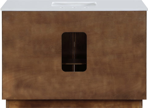 Yara 48" Brown Engineered Stone And Solid Wood Bathroom Vanity, 1 Piece