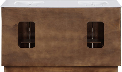 Yara 60" Brown Engineered Stone And Solid Wood Bathroom Vanity, 1 Piece