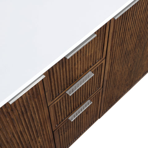 Yara 72" Brown Engineered Stone And Solid Wood Bathroom Vanity, 1 Piece