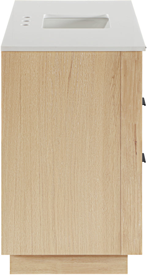 Yara 48" Natural Engineered Stone And Solid Wood Bathroom Vanity, 1 Piece