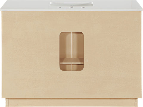 Yara 48" Natural Engineered Stone And Solid Wood Bathroom Vanity, 1 Piece