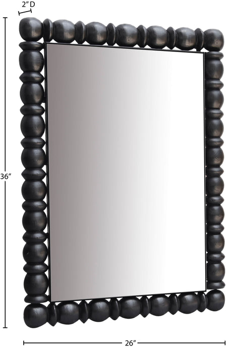 Elara 26" Black Acacia Wood Frame Mirror, 1 Piece