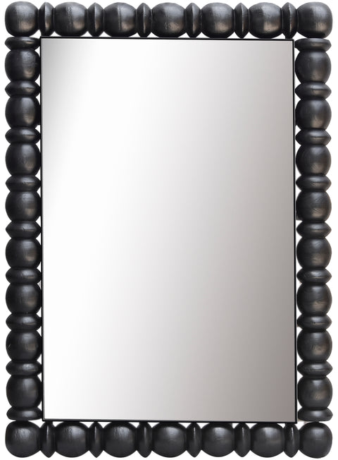 Elara 26" Black Acacia Wood Frame Mirror, 1 Piece