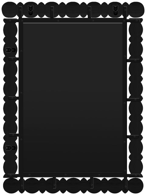 Elara 26" Black Acacia Wood Frame Mirror, 1 Piece