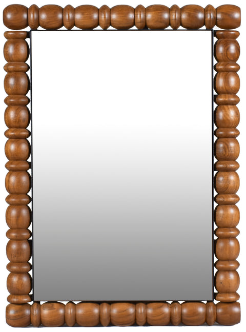 Elara 26" Brown Acacia Wood Frame Mirror, 1 Piece
