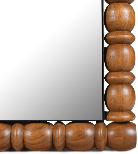 Elara 26" Brown Acacia Wood Frame Mirror, 1 Piece