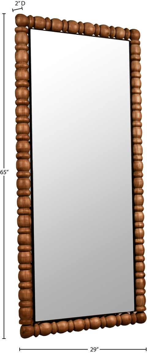 Elara 29" Brown Acacia Wood Frame Mirror, 1 Piece