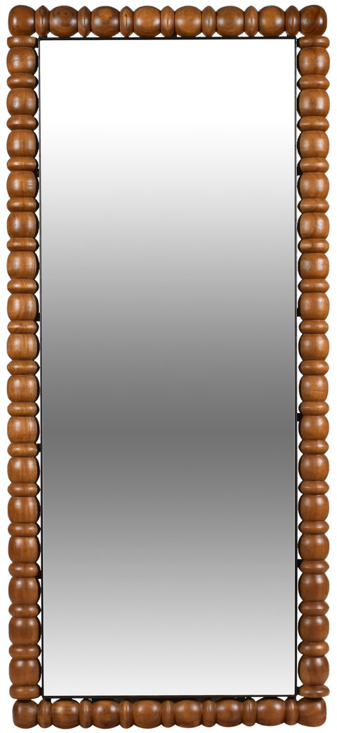 Elara 29" Brown Acacia Wood Frame Mirror, 1 Piece