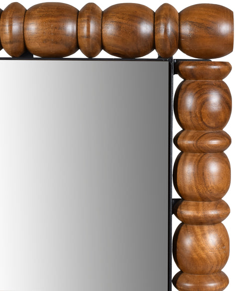 Elara 29" Brown Acacia Wood Frame Mirror, 1 Piece
