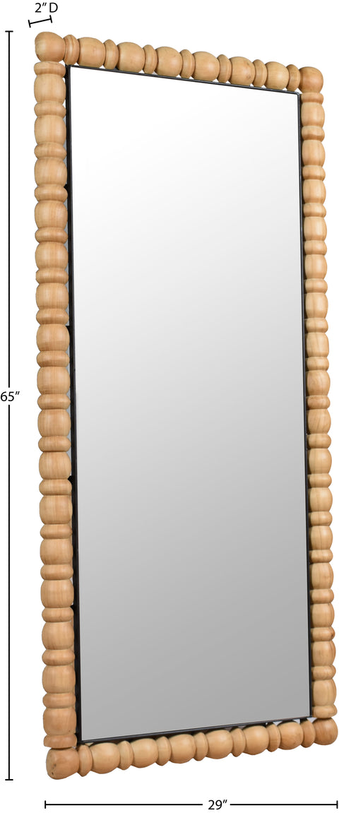 Elara 29" Bleached Acacia Wood Frame Mirror, 1 Piece