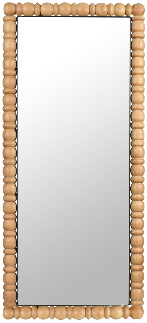 Elara 29" Bleached Acacia Wood Frame Mirror, 1 Piece